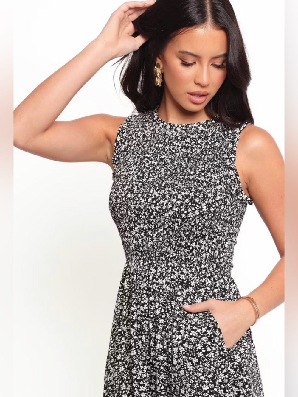 Petal and Pup Agatha Midi Dress - Black Floral  - S - Picture 4 of 9
